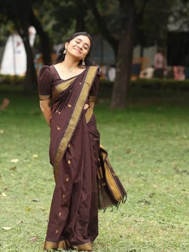 Image of South Cotton Gadwal Saree for Women | Celebrity Inspired Traditional Ethnic Wear | Chettinad & Kalyani Cotton Sarees | Soft Cotton Saree with Blouse Piece
