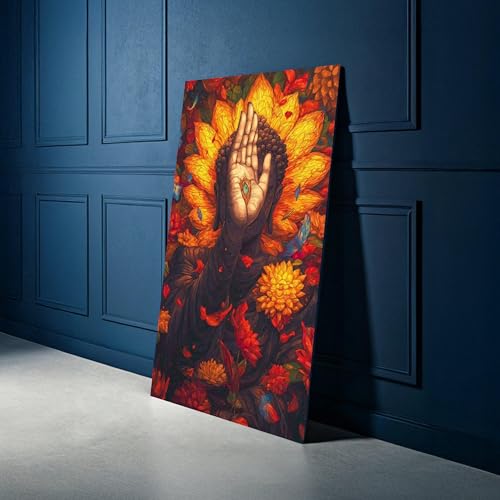 Décoration de méditation pour apaiser le stress avec une toile spirituelle de lotus