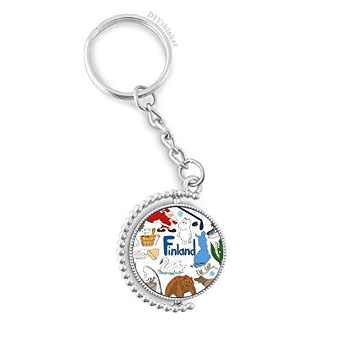 Anillo de cadena giratorio con diseño de Finlandia en metal fino