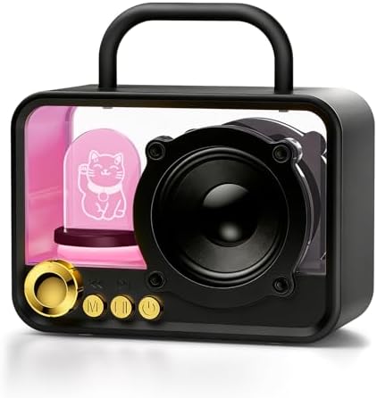 Ykall Bluetooth-Lautsprecher, Katzen-Design, RGB, 8h Akku | Tragbarer Stereo-Lautsprecher, 52mm Bass, BT 5.3, TF-Karte/USB, Freisprech, Party, Outdoor, Büro, Geschenk, RGB-Licht
