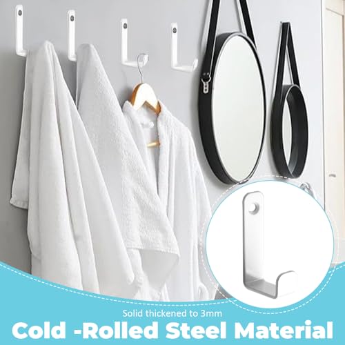 5 Stück Garderobenhaken Weiß, L-form Kleiderhaken Wand Einzeln, Moderne Design Wandhaken zum Schrauben, Metall Handtuchhaken zum Bohren, Robuster Haken Wand für Handtuch, Schals, Handtaschen