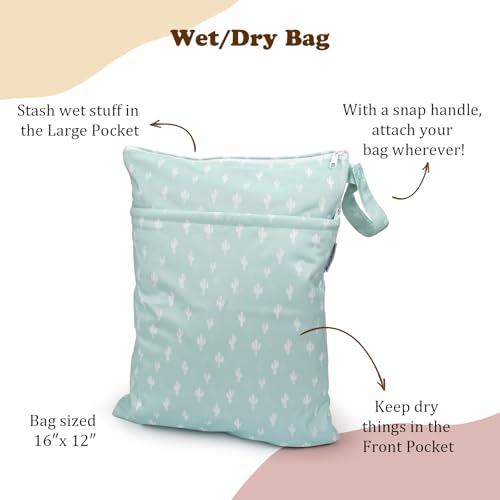 Mama Koala Waterproof Wet Dry Bags for Baby Items, Cloth Diapers, Swimsuits, Travel, Gym Clothes, Beach, Pump Parts, Toiletries, Two Zippered Pockets, 2 Pack (W017)