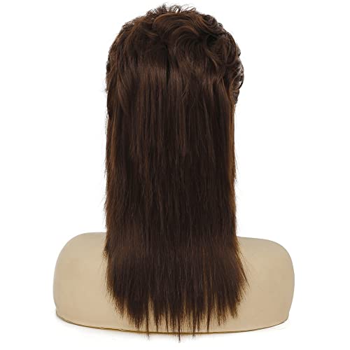 Image of Swiking Brown Mullet Wigs for Women Curly 70s 80s Rocker Shoulder Length Hair Cosplay Synthetic Women Wigs (Brown)