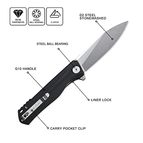 Image of Petrified fish PF818 3.54 inch D2 Steel Blade Pocket Folding Knife