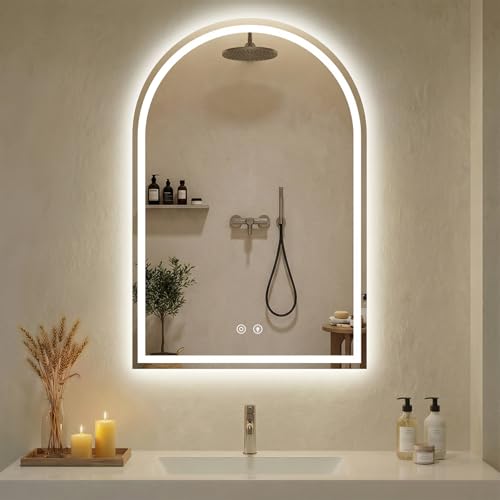 DUMOS 24"x36" LED Bathroom Mirror with Lights, Arched Vanity Mirror