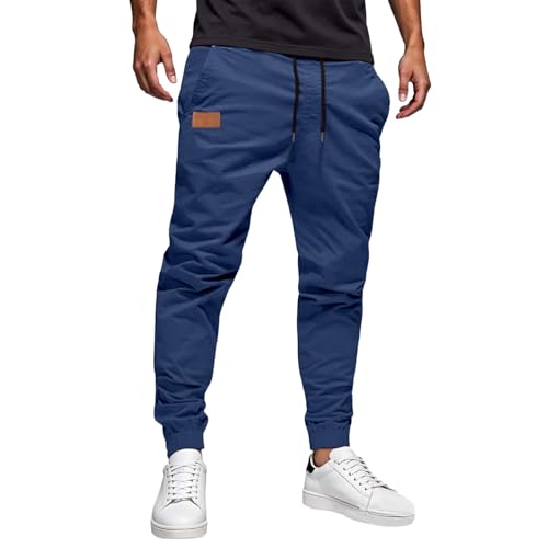 Mens Pants Casual Stretch Waist Straight Leg Elastic Lounge Sweatpants Loose Going Out Hiking Trouser with Pockets