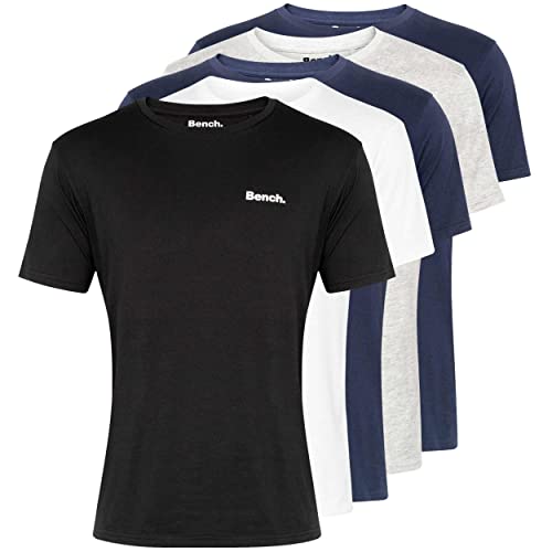 T-shirt Bench homme en lot de 5 cols ronds pur coton