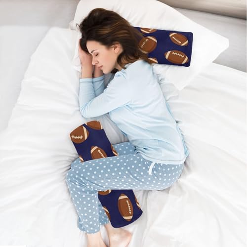 Kigai American Footballs Bolster Pillow Roll Round Cervical Neck Pillow with Removable Cover Memory Foam Soft for Head Neck Back Knee 5.5x17 in - Thumbnail 6