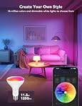 Govee Ampoules lumineuses intelligentes, 1200 Lumens Dimmable BR30 Des ampoules, RGBWW Ampoules de couleur changeantes, WiFi & Bluetooth LED Des ampoules, 16 Millions de couleurs, Synchronisation de musique, Compatible avec Alexa, Google Assistant, 2 Emballage RGBWW Ampoule de lumière changeante de couleur, Ampoule d'éclairage de crue