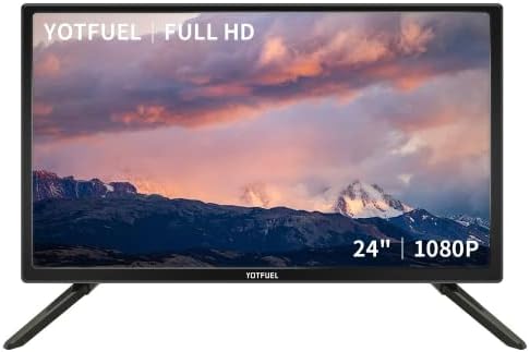 YOTFUEL 24-Inch Full HD 1080p Small TV with Built-in HDMI, USB, VGA,Optical and RF 24” LED TV