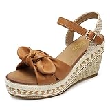 SHIBEVER Espadrilles for Women Open Toe Ankle Strap Wedge Heels Sandals Dressy Summer Comfy Platform