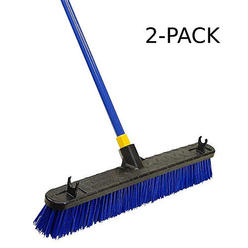 Image of Quickie 24-Inch Knockdown Rough-Surface Push Broom with Fiberglass Handle, Blue (5992)