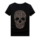 HZCX FASHION Mens Rhinestone Skull Graphic Shirt Round Collar Short Sleeve Tees 2021032206-934 B-US XL TAG 5XL