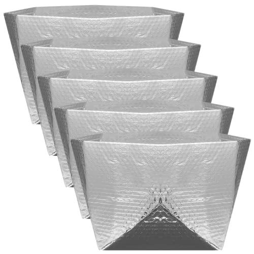Anjetan 5Pcs Foil Insulated Box Liners for 11x11x4 inch Box, Double-layer Aluminum Foil Liners, Silver Insulated Shipping Boxes, Leakproof Shipping Bags for Frozen Fish, Meat, Fresh Produce
