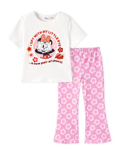 Image of Disney Frozen Princess Minnie Stitch Girl Clothes Long Sleeve Knot Front Sweatshirt Flare Pants Fall 2 Piece Outfit 2-9Y