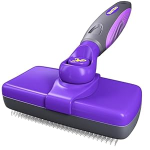 Hertzko Self Cleaning Slicker Brush for Dogs and Cats – Pet Hair Brush for Shedding Long and Short Hair – Easy Clean Retractable Bristles – Cat and Dog Grooming Tool – Purple