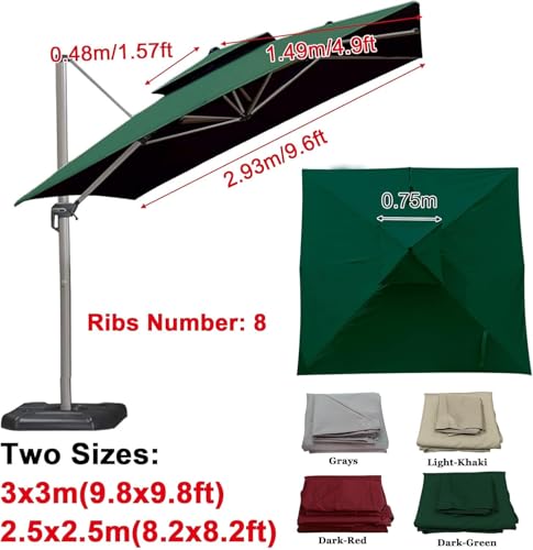 Toldo de repuesto para patio y playa lona impermeable caqui para parasol de jardin cuadrado 7