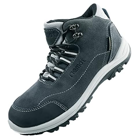 riemot Fully Waterproof Walking Shoes for Womens Mens,Ladies Trail Running Shoes,Men's Trekking & Hiking Footwear,Outdoor High Top Trainers,Fishing Climbing Shoes Sneakers Comfort Grey 6 UK/39 EU Cover
