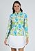 IBKUL Women’s Sun Protective UPF50+ Icefil Cooling Paddy Print Long Sleeve Mock Neck Top – 10757 Lime Multi Paddy XXL