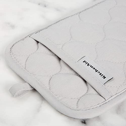 Image of KITCHENAID Quilted Cotton Terry Cloth Oven Mitt, Pot Holder, Kitchen Towel 4-Pack Set, Heat Resistant, Silicone Grip, 16 inchx26 inch, 7 inchx13 inch & 7 inchx10 inch, Matte Grey