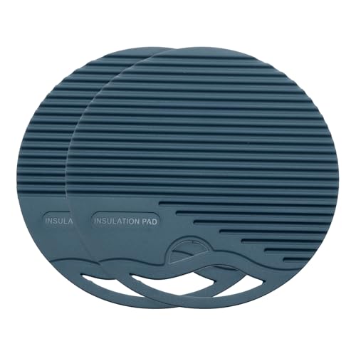sourcing map 2 salvamanteles de silicona redondos de 6.7 pulgadas para ollas y sartenes calientes, soportes multiusos resistentes al calor para ollas y platos calientes, encimeras, posavasos, azul