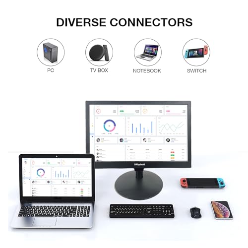 Image of SKitphrati 15.6 Inch Small Computer PC Monitor, 1366x768 Video Screen with HDMI VGA BNC Ports, VESA Mounting, NVR /DVR for Home Office, Built-in Speakers