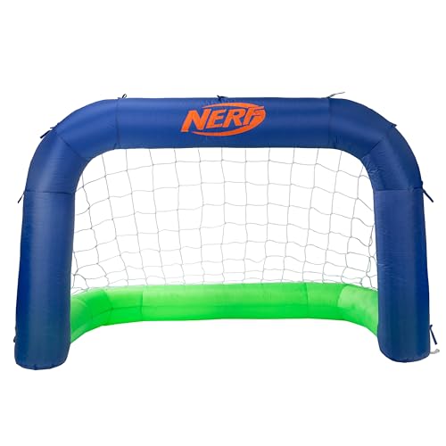 Nerf NERF AirGoal Inflatable Soccer Goal Set - Instant Blow Up Youth Goal + Foam Soccer Ball - Plug in Inflation in 10 Seconds - Kids Net Toy for Kids + 5' Inch Mini Ball