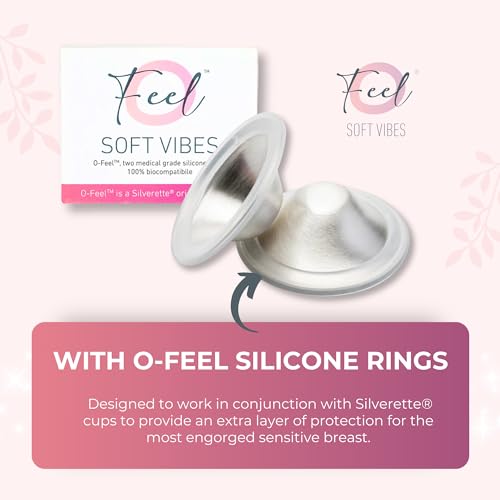 SILVERETTE The Original Silver Nursing Cups, Nipple Covers for Breastfeeding Essentials, Pure 925 Silver Nipple Shields for Breastfeeding Newborn, Regular Size with O-Feel Silicone Rings