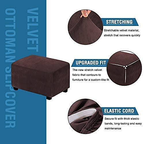 H.versailtex Recliner Chair Cover Velvet Plush 1-Piece Bundles Velvet Plush Ottoman Slipcovers(X-Large, Brown) #TOP5