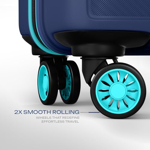 Image of Safari Cabin Pentagon Pro 8 Wheels Spinner 55Cm Trolley Bag Hard Case Polypropylene, 360 Wheeling Carry on Luggage for Men & Women, Suitcase for Travel, Navy