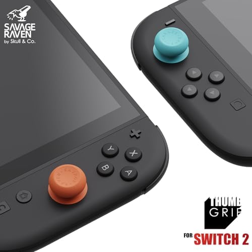 Savage Raven by Skull & Co.Thumb Grips Joystick Cap Analog Stick Cover for Nintendo Switch 2 Joy-Con - Neon Blue & Red, 3 Pairs (6pcs) - 1