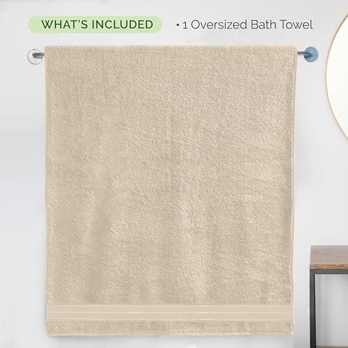 Image of Elegant Comfort Three Line Popcorn Extra Large Luxury Bath Towel - 40 inch x 80 inch inch, Premium Hotel Spa Quality 1 Piece Oversized Bath Sheet 100% Turkish Cotton Super Soft Highly Absorbent, Ivory