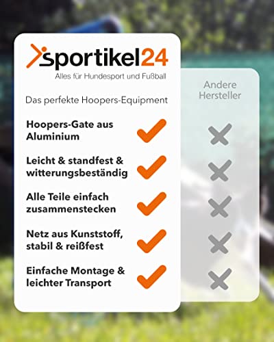 SPORTIKEL24 Hoopers-Gate – Aluminiumrahmen & Kunststoffnetz – 100 × 90 cm – VDH-konform – inkl. Tragetasche