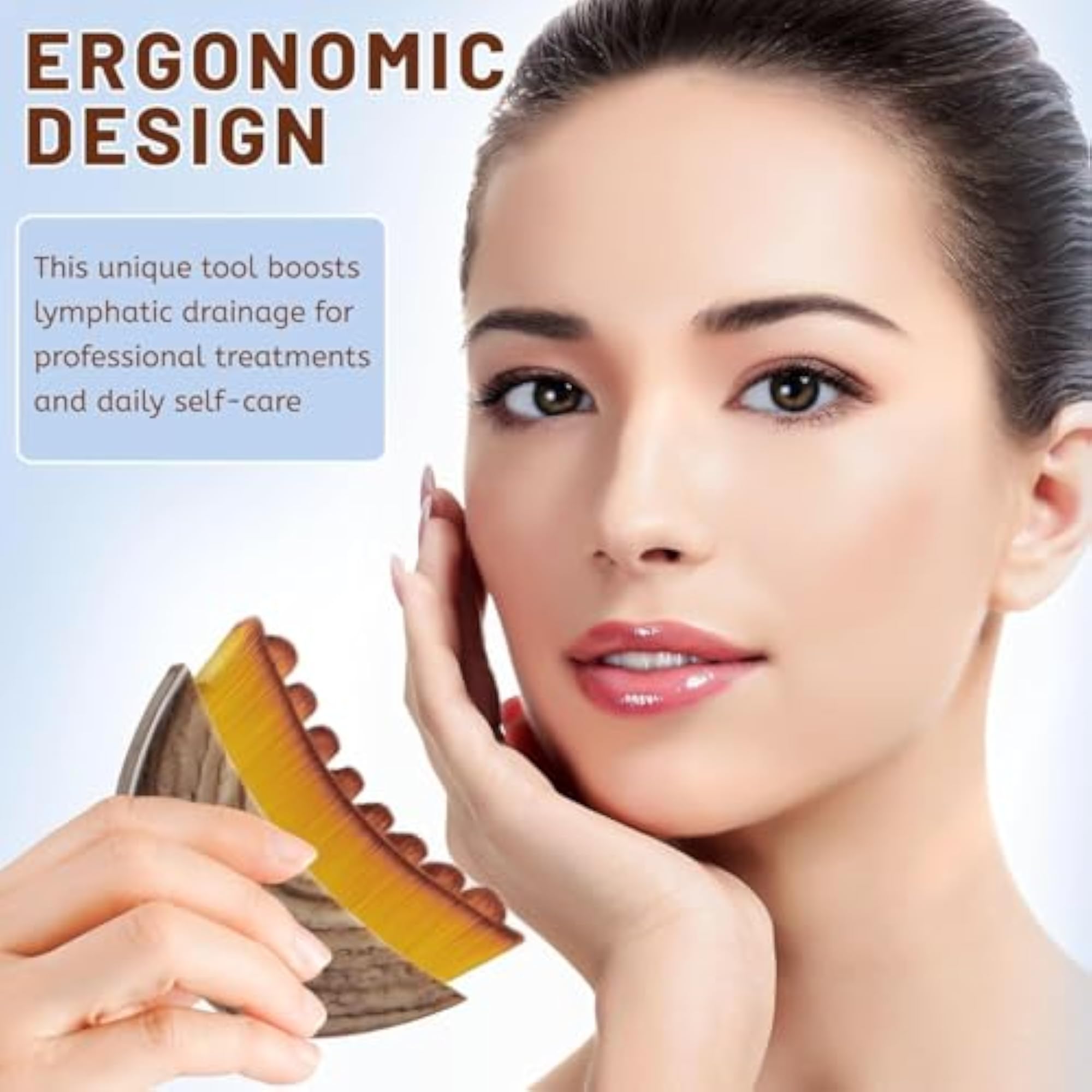 Wooden Lymphatic Face & Neck Contour Brush, Sculpting Massage Tool