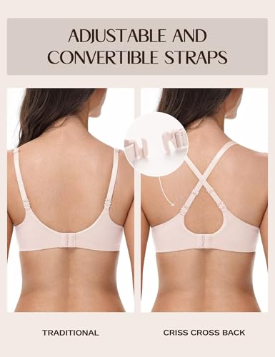 Deyllo Women's T Shirt Bra Full Coverage Lightly Padded Bras Seamless Underwire Support3