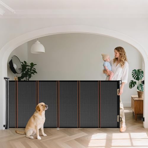 Ycozy Cancelletto per Bambini Estensibile Scale 0-300cm Cancelletto per Cani con Barre Rinforzato Impedire Strisciamento, Retrattile Cancello Bambini per Scale Barriera Interni Esterni