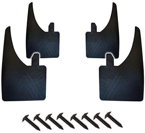 4 Universal Fit Black Front and Rear Wide Mudflaps Complete With Mounting Screws - Easy Fit Rubber Mud Flaps/Guards