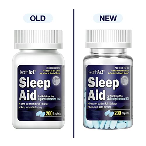 Healtha2Z Sleep Aid 200 Caplets | Diphenhydramine Hcl 25Mg | Regular Strength Sleeping Pills | Safe & Non-Habit-Forming #TOP2