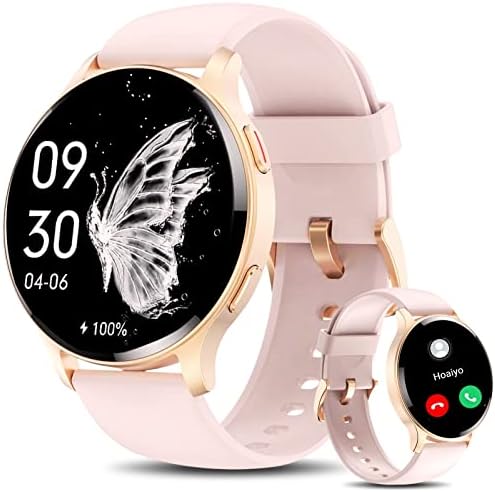HOAIYO Smart Watch for Women (Call Receive/Dial), 1.5" Smartwatch with Call/Text/Heart Rate/Sleep/Calories, Waterproof 100+ Sports Fitness Tracker for iPhone Android