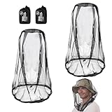 UQTUKO moskitonetz kopf, 2 Stück mückennetz kopf mit Tragetasche Moskito Kopfnetz Mückenschutz Kleidung Kopfnetz Gesicht Mesh Kop Abdeckung für Outdoor, Camping, Wandern, Angeln