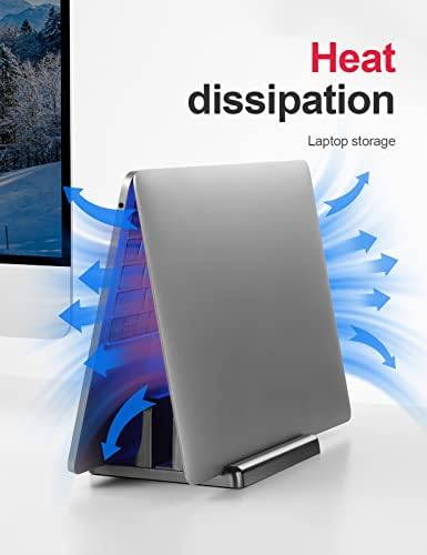 VAYDEER Pionowy stojak na laptopa oszczędzający miejsce stojak 3 w 1 do pionowego pozycjonowania MacBooka, notebooka lub iPada regulowany do laptopów do 17,3" czarny