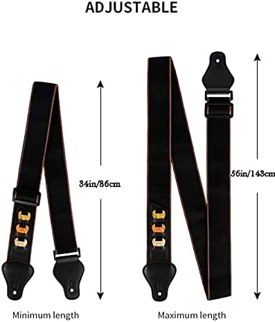 18pcs Guitar Strap Set, BetterJonny Adjustable Black Vintage Guitar Belt with Strap Button Locks for Electric Acoustic Guitar Bass