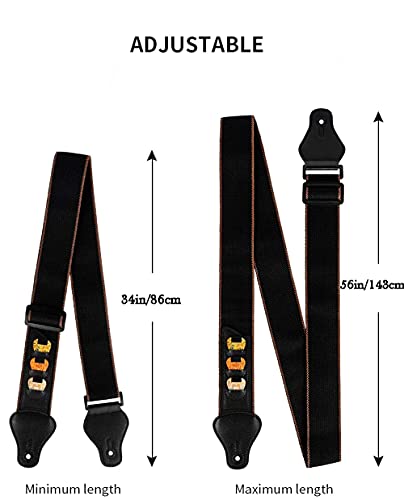 BetterJonny Sangle de guitare réglable en coton – Sangle de guitare – Avec extrémités en cuir – Pour guitare électrique… - Les Beatles, Paul McCartney, John Lennon, RIngo Starr, George Harrison BetterJonny Sangle de guitare réglable en coton - Sangle de guitare - Avec extrémités en cuir - Pour guitare électrique… – Image 3