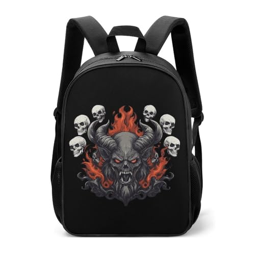 Baphomet Satanic Goat Head Devil Skull Travel Backpack Casual Daypack Shoulder Bag with Adjustable Shoulder Straps for Hiking