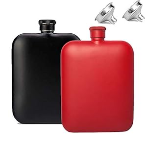 2 Draagbare Paar Heupflessen, 6-Ounce Pocket Wijnflessen, Roestvrij Staal, Met 2 Trechters En Geschenkdozen, Voor Bars En Buiten, Valentijnsdag Kerstcadeaus, Zwart Blauw Rood,A