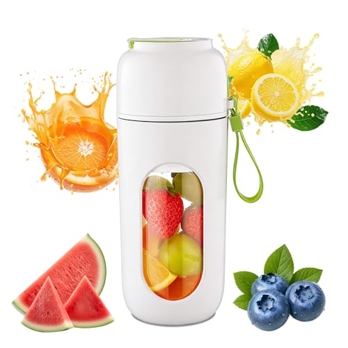 JTF Batidora de Vaso Portatil,340ml Mini Licuadora con 12 Cuchillas para Batidos Zumos y Batidos,Portable Blender para Hogar Oficina Exteriores Deportes y Viajes (Verde)