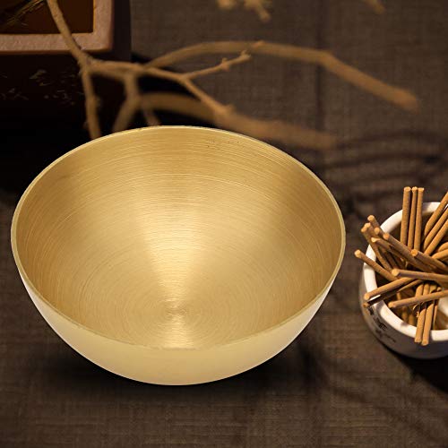ASHATA Tibetan Buddhist Offering Bowls,Pure Brass Handmade Buddhist Water Offering Bowl,Yoga Meditation Buddha Worship Decorative Bowl Utensil(7.5cm*3.5cm*2.8cm) - Image 3