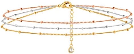 MEVECCO Bracelet for Women 14K Gold Plated Dainty Chain Simple Je...