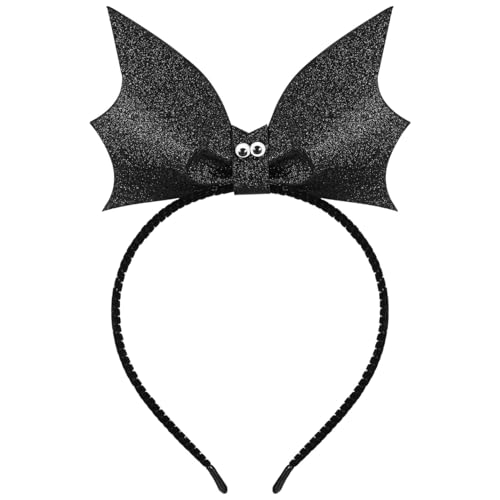 VICASKY Halloween Fledermaus Haarreif Stirnband Haarbügel Glitzer Flügel Schwarze Ohren für Cosplay Mädchen Erwachsene Schwarz Kostüm Kinder Damen Hatstar Haarschmuck Bat Zum Aufstecken Haarspangen
