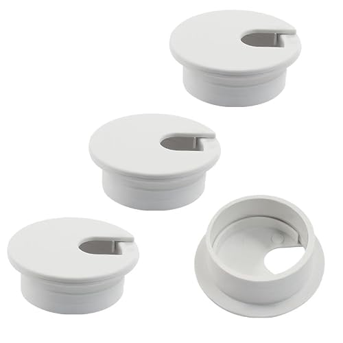 Piutouyar 4 Pcs 1-3/8 Inch White Desk Grommet, Plastic Cable Hole Cover